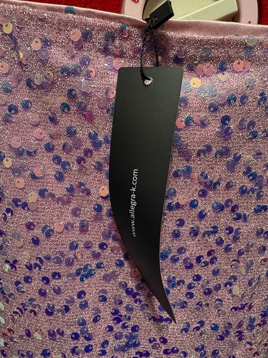 Allegra K Iridescent Pink Sequin Slip Dress - Picture 5 of 7